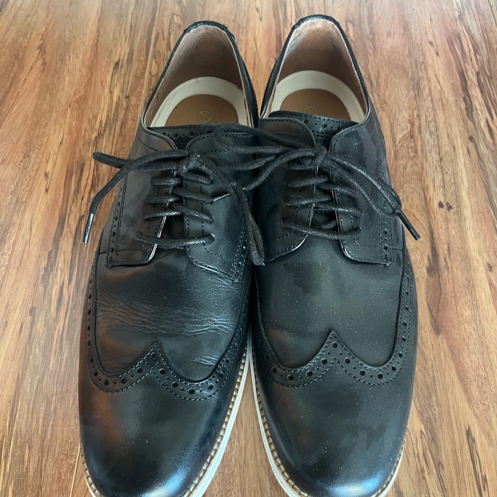 Cole Haan Black Leather Wingtip Oxfords